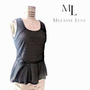 NWOT Melanie Lyne Chic Peplum Tank; Black + Sheer Lined Overlay Fabric - Medium